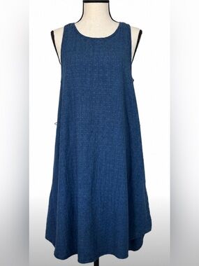 Gap Blue Swiss Dot Cotton Midi Dress Boho Minimalist Sleeveless M